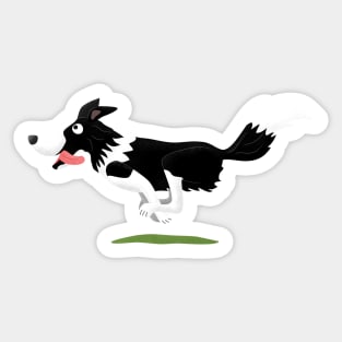 Funny Border Collie dog running cartoon Sticker